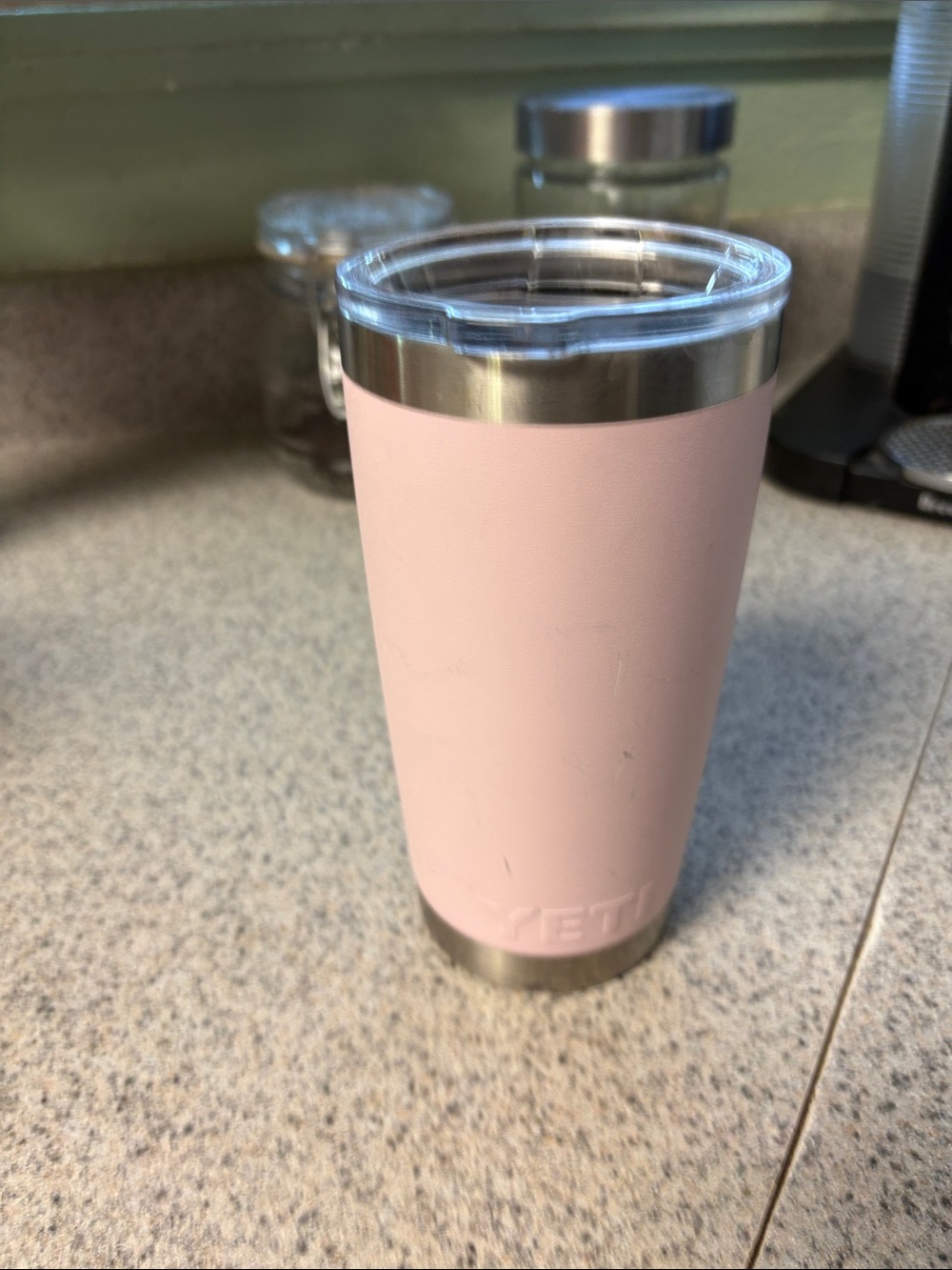 Yeti Pink Stainless Steel Tumbler with Clear Lid